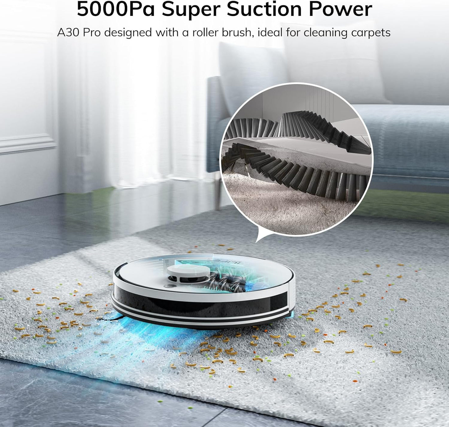 Robot Vacuum and Mop, Self Emptying Station for 60 Days, 5000Pa Suction, LiDAR Navigation, No-Go Zones, 2.4G WiFi/App/Alexa/Remote Control, Roller Brush for Carpet, Hard Floors, 110V