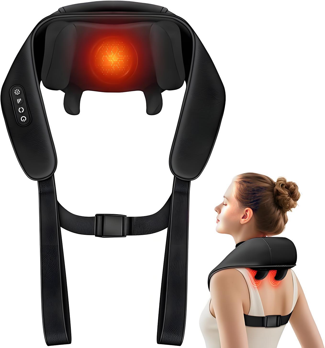 4D Heated Shiatsu Neck & Back Massager – Deep Tissue Relief for Neck, Shoulders & Back