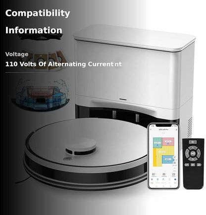 Robot Vacuum and Mop, Self Emptying Station for 60 Days, 5000Pa Suction, LiDAR Navigation, No-Go Zones, 2.4G WiFi/App/Alexa/Remote Control, Roller Brush for Carpet, Hard Floors, 110V