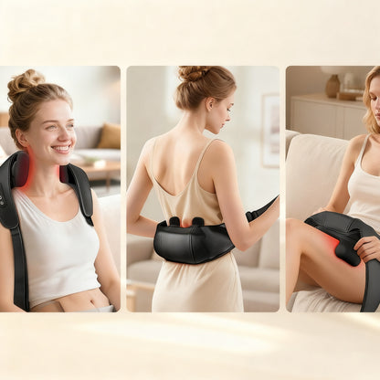 4D Heated Shiatsu Neck & Back Massager – Deep Tissue Relief for Neck, Shoulders & Back
