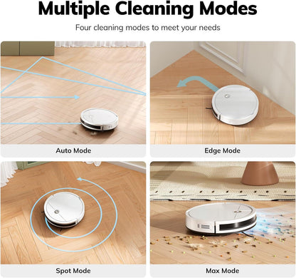 Robot Vacuum Cleaner, Tangle-Free Suction, 120 Mins Runtime, Slim, Self-Charging Robotic Vacuum Cleaner, Ideal for Pet Hair and Hard Floors