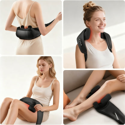 4D Heated Shiatsu Neck & Back Massager – Deep Tissue Relief for Neck, Shoulders & Back
