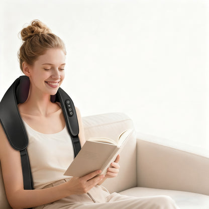 4D Heated Shiatsu Neck & Back Massager – Deep Tissue Relief for Neck, Shoulders & Back