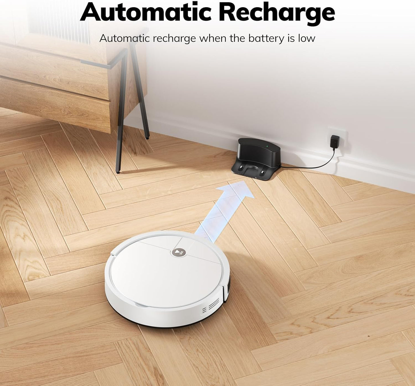 Robot Vacuum Cleaner, Tangle-Free Suction, 120 Mins Runtime, Slim, Self-Charging Robotic Vacuum Cleaner, Ideal for Pet Hair and Hard Floors