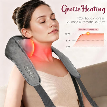 Cordless Neck & Shoulder Massager with Heat – Deep Tissue Shiatsu Relief for Back and Neck Pain, Perfect Gift for Men & Wome